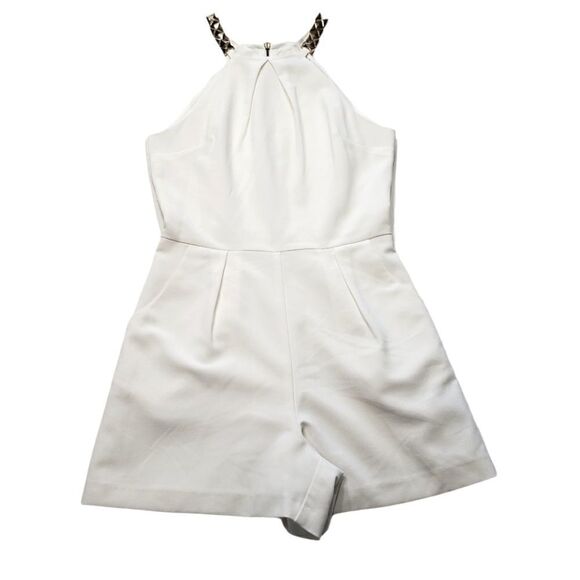 MISS SELFRIDGE White Gold Chain Strap Romper SIZE 4 - Picture 1 of 15